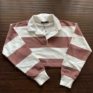 Striped Boxy Boohoo long sleeve crop top